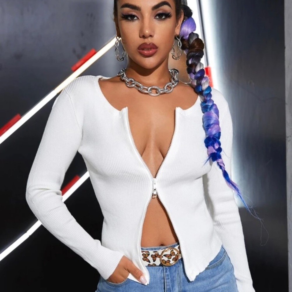 Zip-front white top